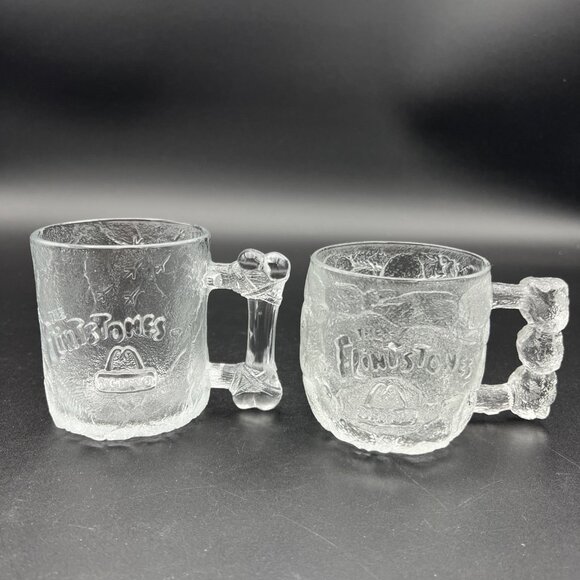 COMPLETE Set Of 4 Vintage 1993 Collectible McDonalds Flintstone Glass Mugs - Picture 2 of 16